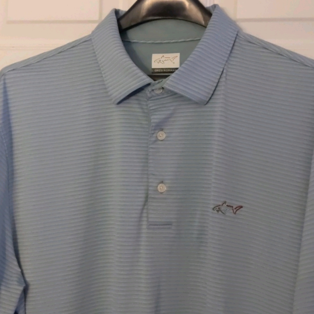 Greg Norman Gray, Blue Polo, Golf Shirt . XL